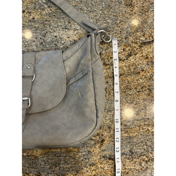 Kelly Moore Gray Leather‎ Medium Size Hobo Camera Shoulder  Purse - Picture 3 of 7